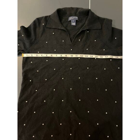 Jones New York Women's XL Black V-Neck Sweater Pearl Embellishments Wool Blend - Picture 4 of 6